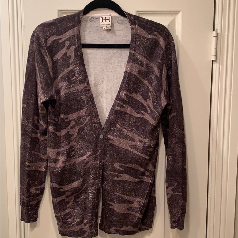 Haute Hippie Purple Camouflage Cardigan